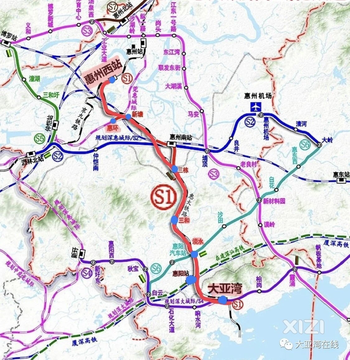 画个大饼继续想象。惠东这5条城轨最新规划图
