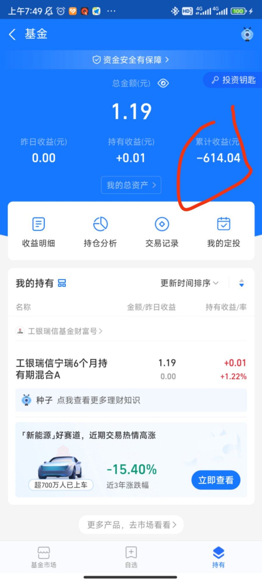 支付宝亏完了。现在微信8千快亏完了