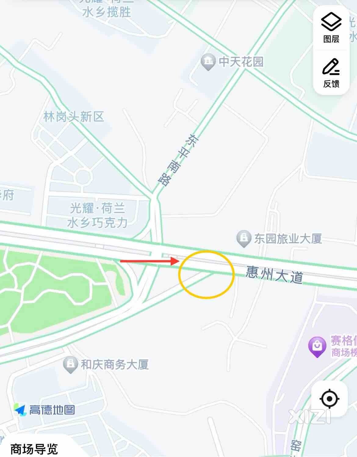 东平吉之岛这个岔路，电动车怎么走。