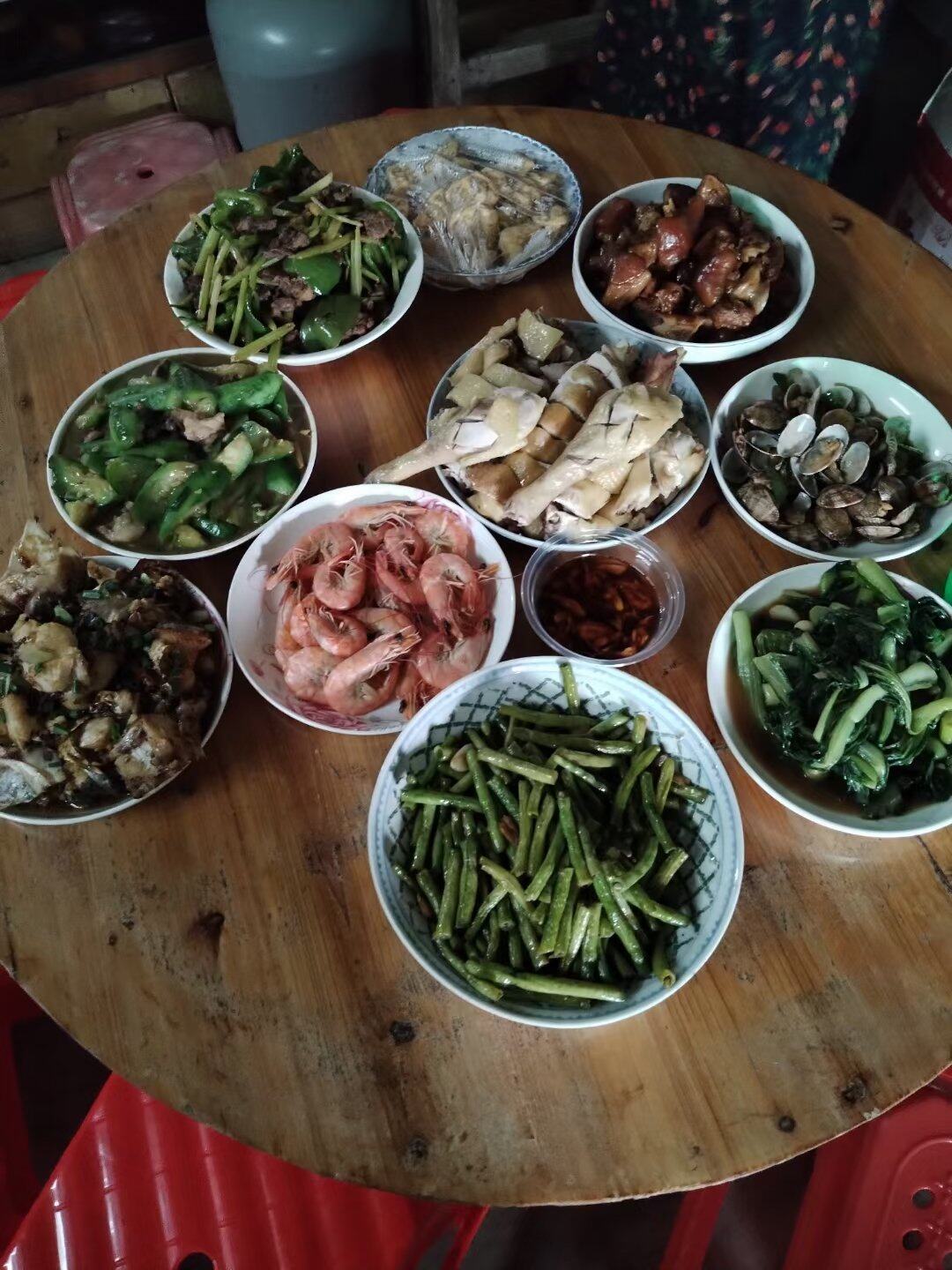 狗节，请我妈姐妹过来玩，阿姨她们，我买菜接待，老妹买水果之类