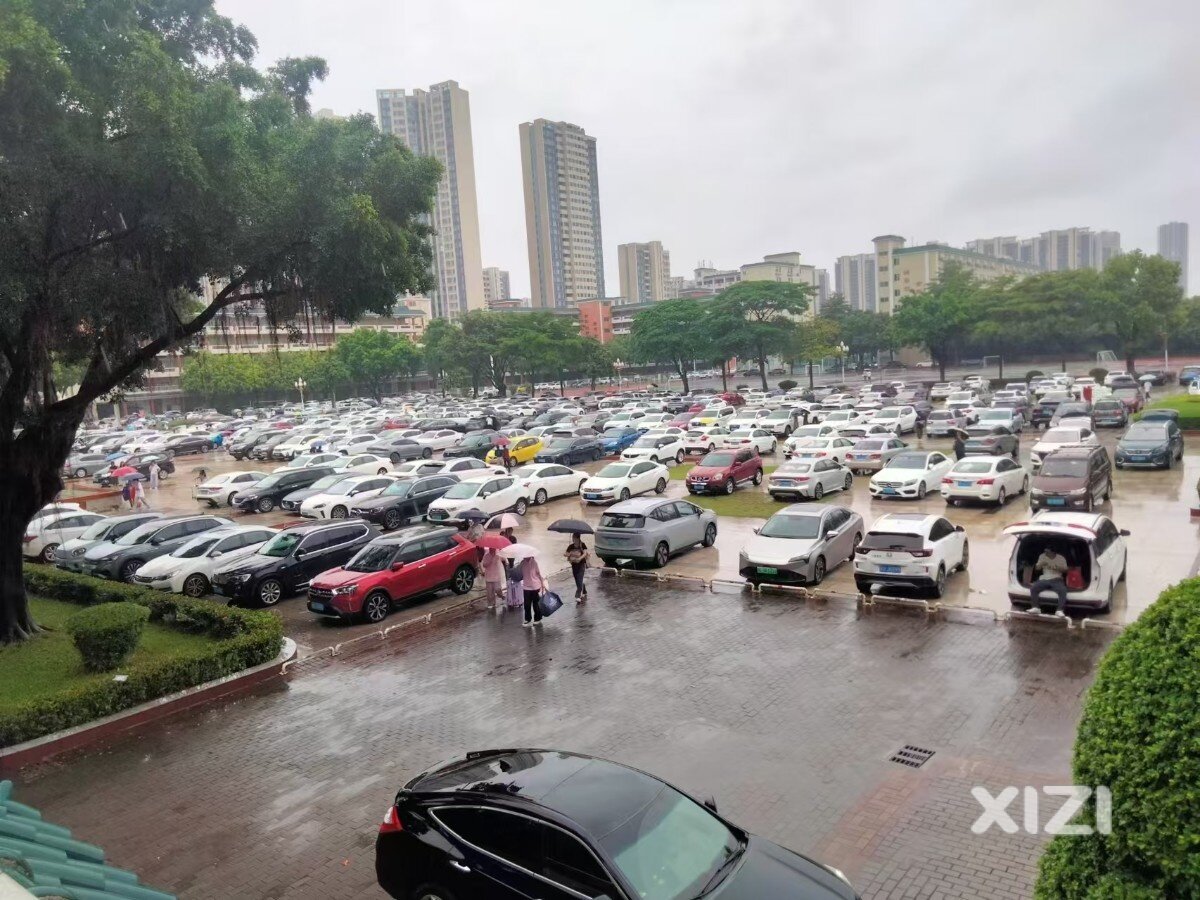 新生顶风冒雨开学报到