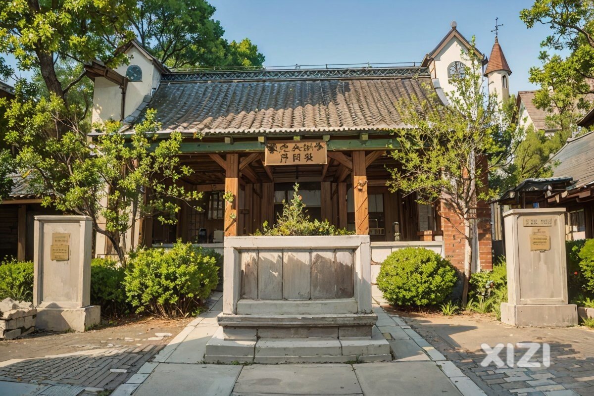 动漫风格的丰湖书院