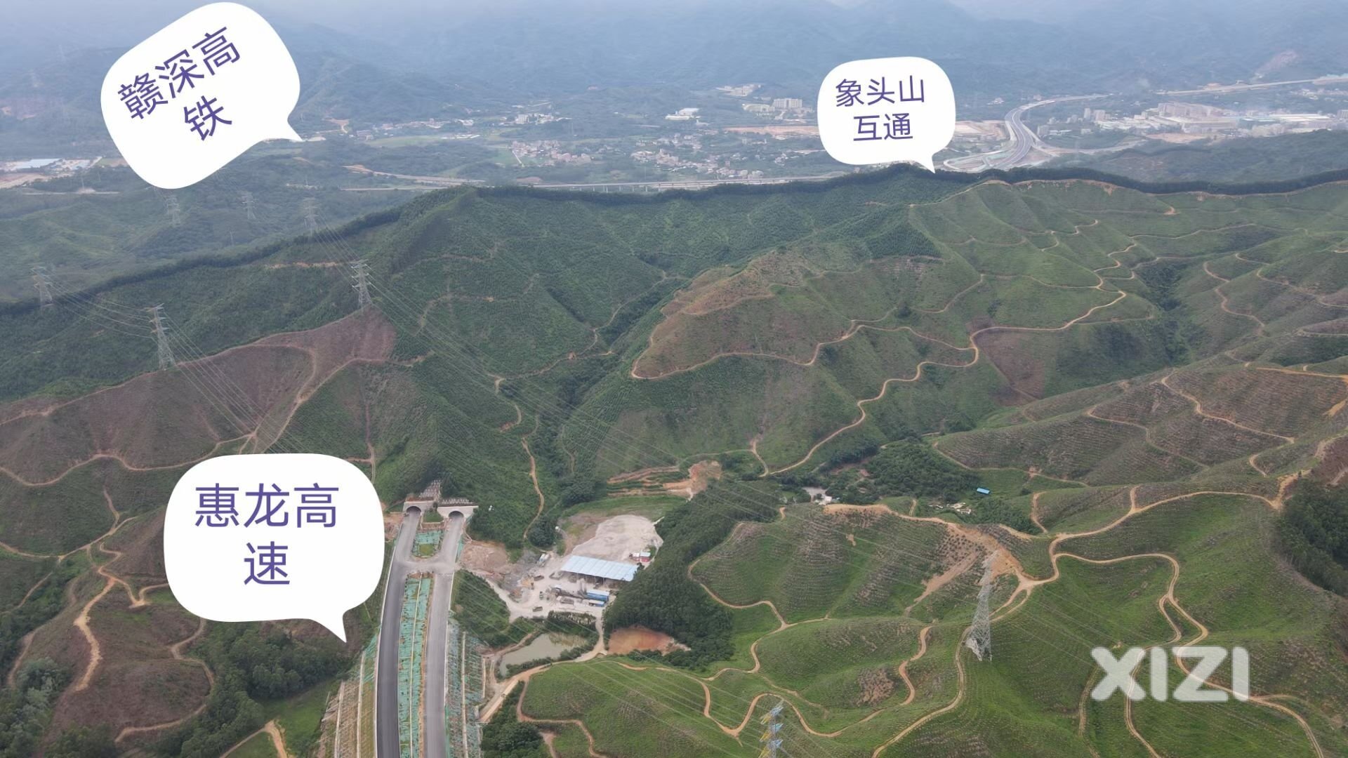 惠龙高速，仍图过泰美，有一条很长的隧道