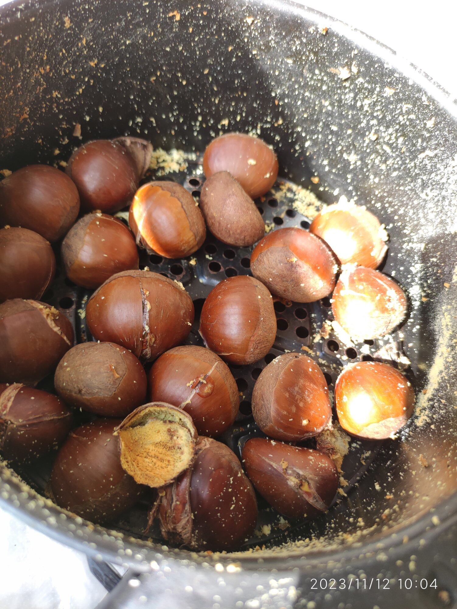 空气炸锅机炸板栗，炸了