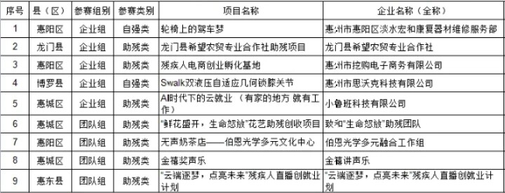 惠州9个项目晋级2023年广东“众创杯”残疾人公益赛复赛