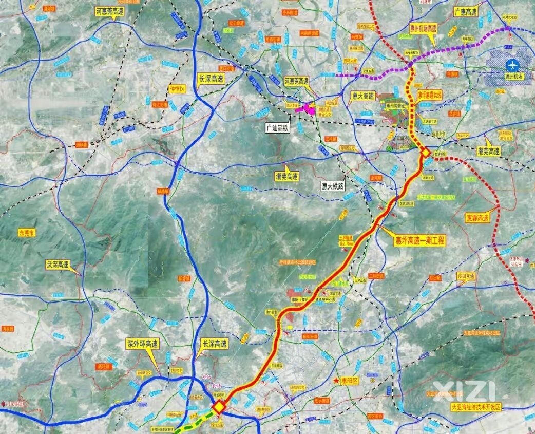 惠城至深圳坪山高速公路来了。