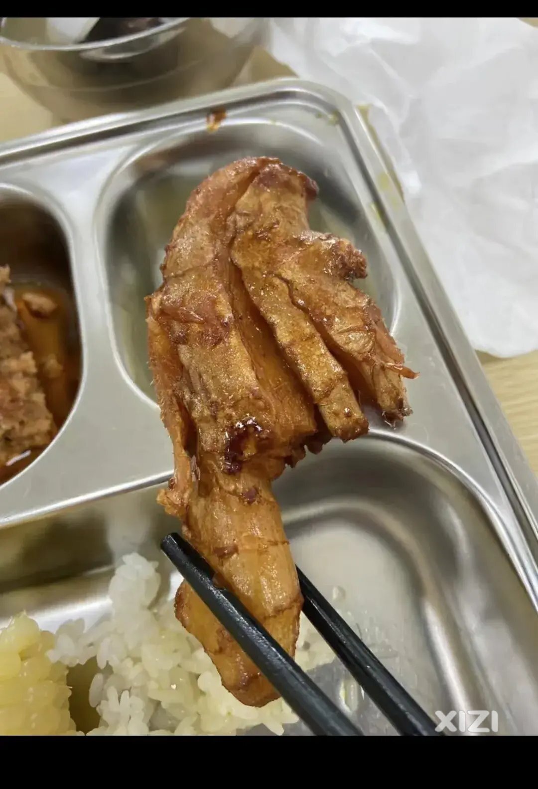 食堂阿姨，不会以为这是鸡腿吧？