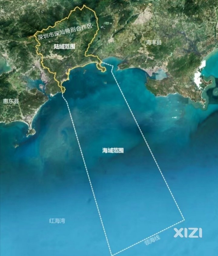 惠东县和海丰县夹在中间的深汕特别合作区