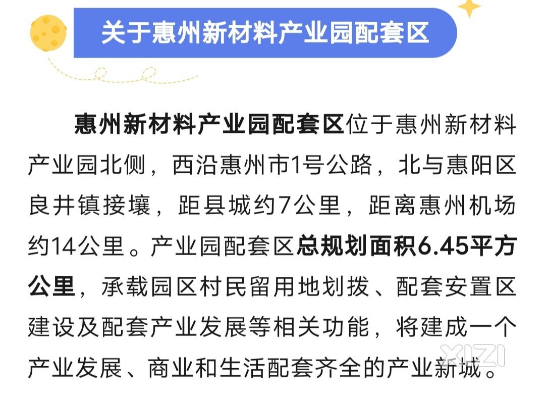 白花新材料产业园安置区规划面积6.5平方千米。所有配套齐全。