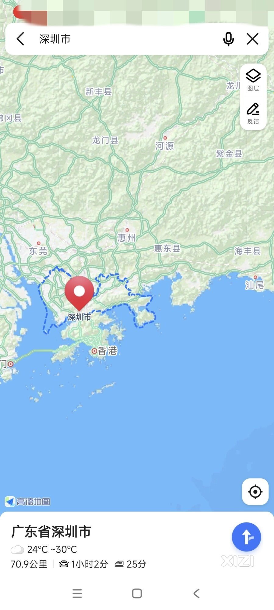 高德百度腾讯地图深圳市，显示深圳地图目前范围暂时不包括深汕合作区