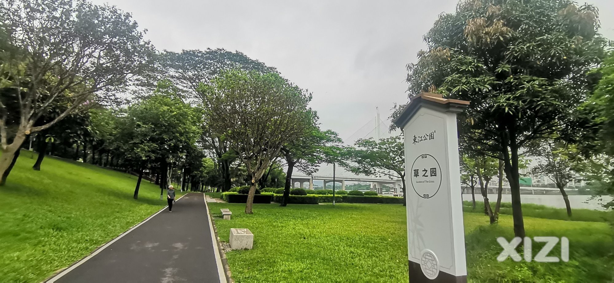 东江公园风景如画，但晨练的人并不多！