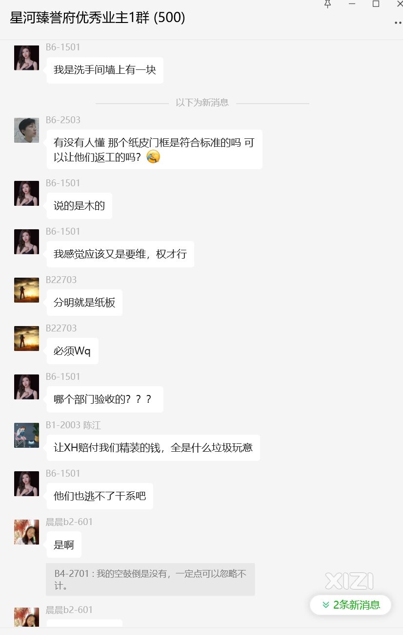 星河臻誉府收楼质量问题频现