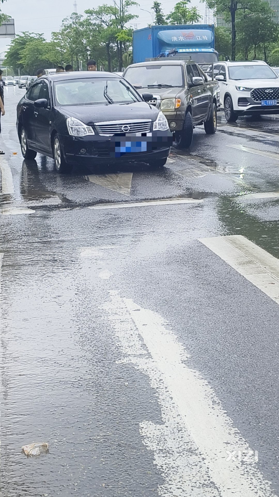 马路上玩碰碰车？
