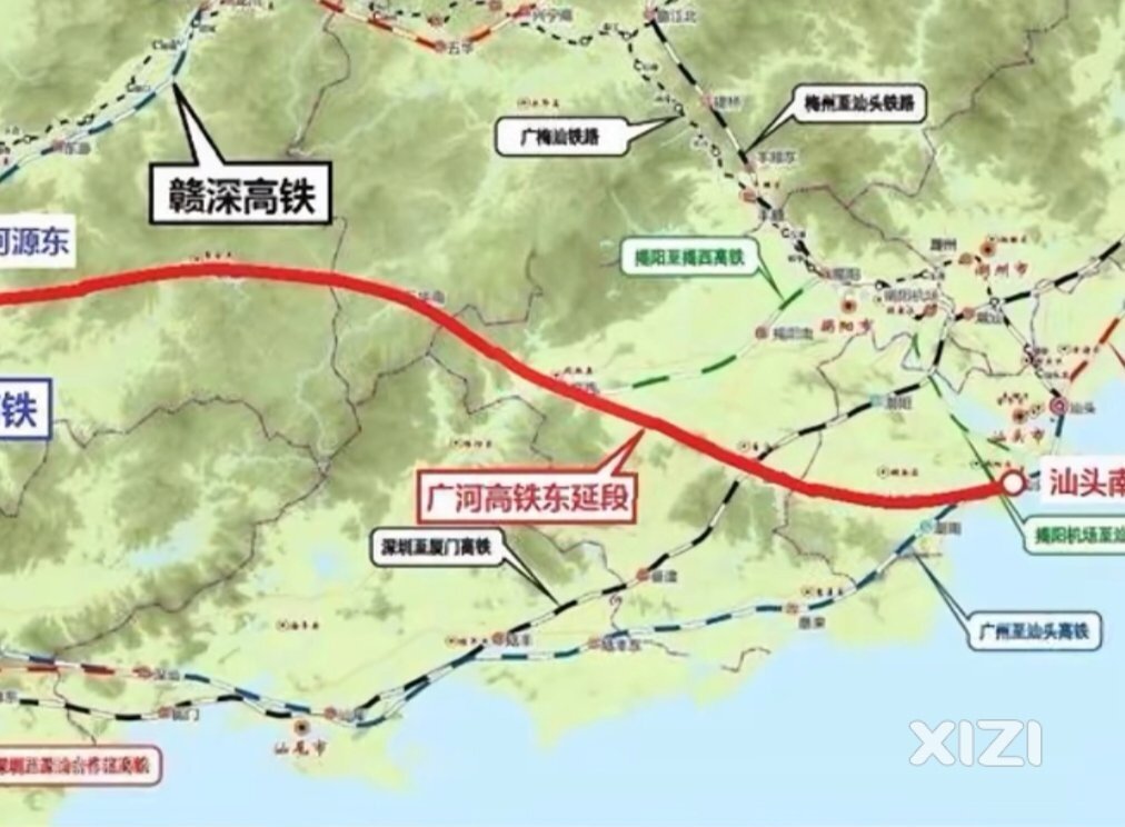 当年广湛高铁走向之争激烈。现在广河高铁东延线走潮州还是汕头也开始