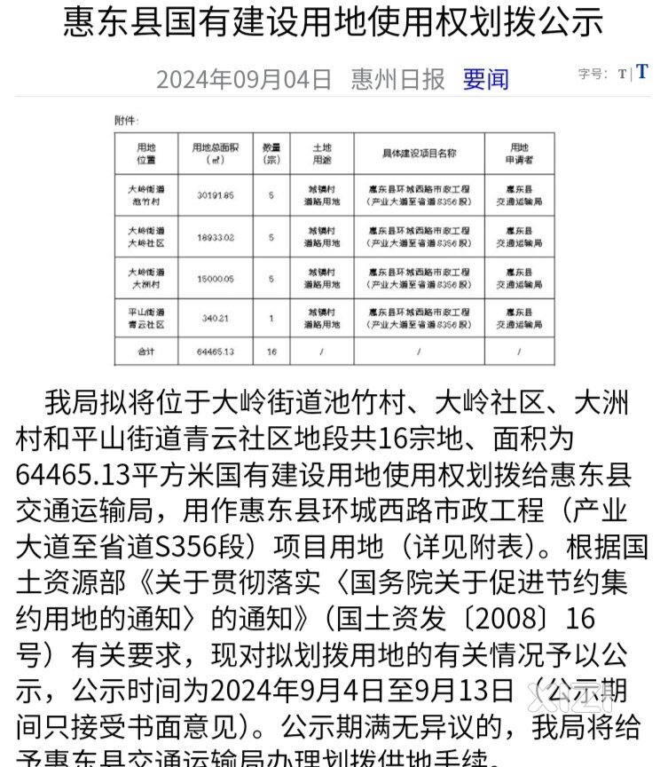 环城西路工程继续拿97亩地建设。应该用于其它几条配套接入的道路。