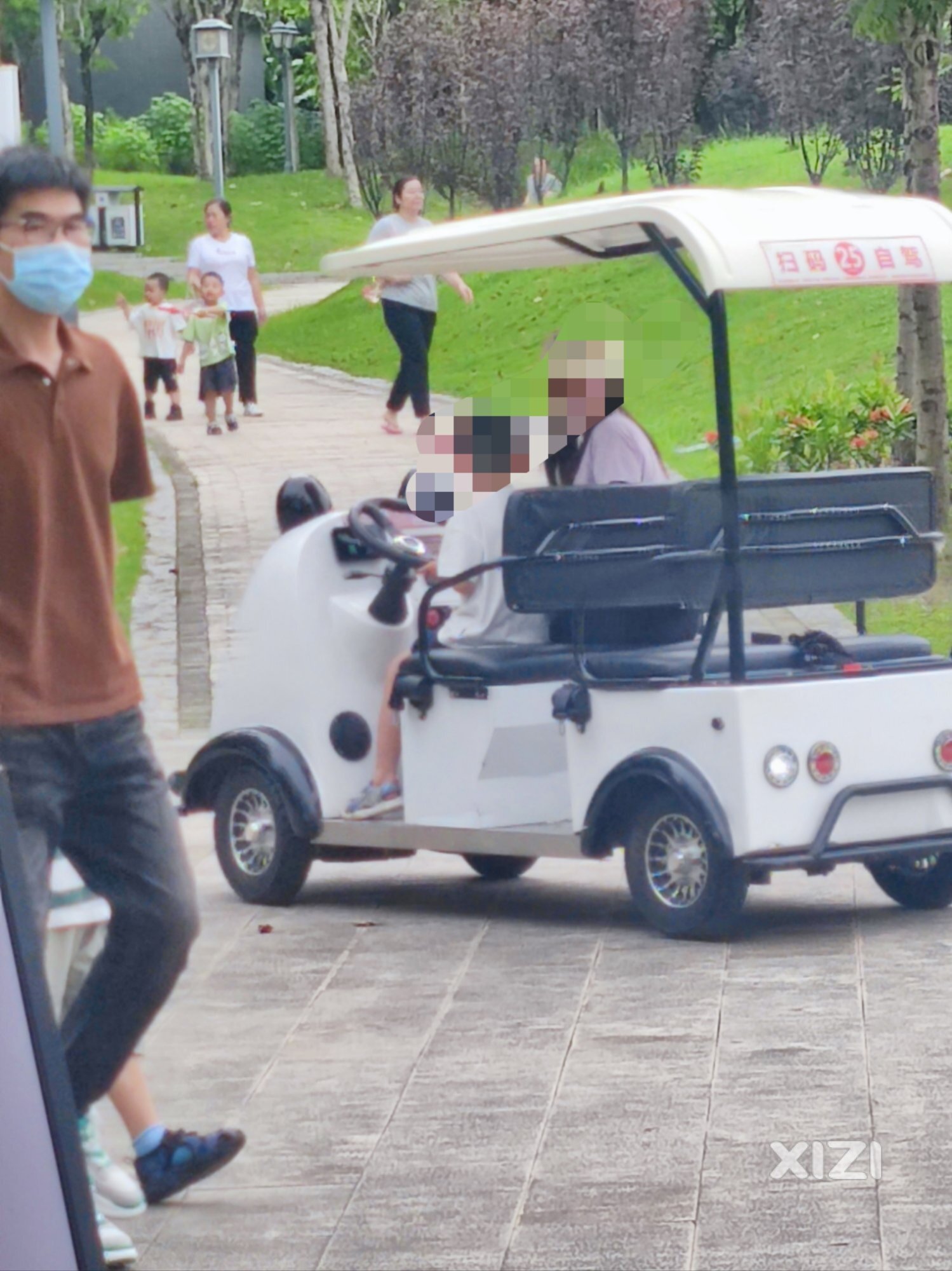 金山湖公园的观光车，