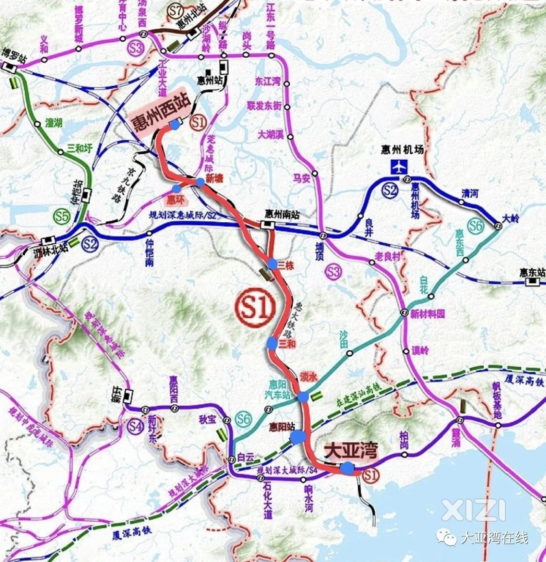 惠州最新轨道交通规划。惠东有3条被看得起
