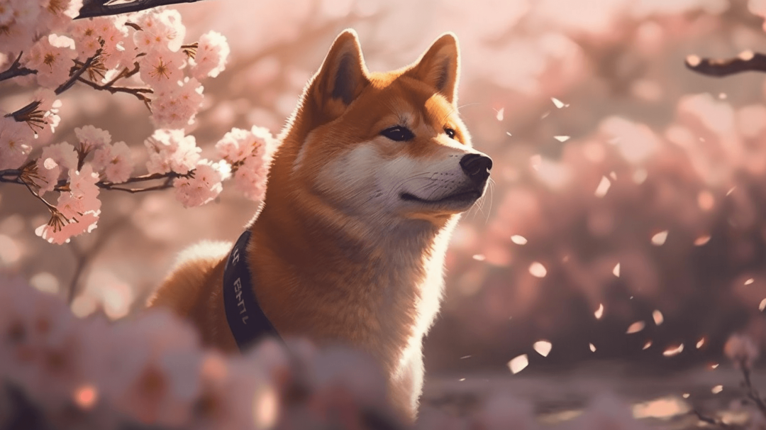 千库网_樱花树与小柴犬动物插画_摄影图编号11166699.png